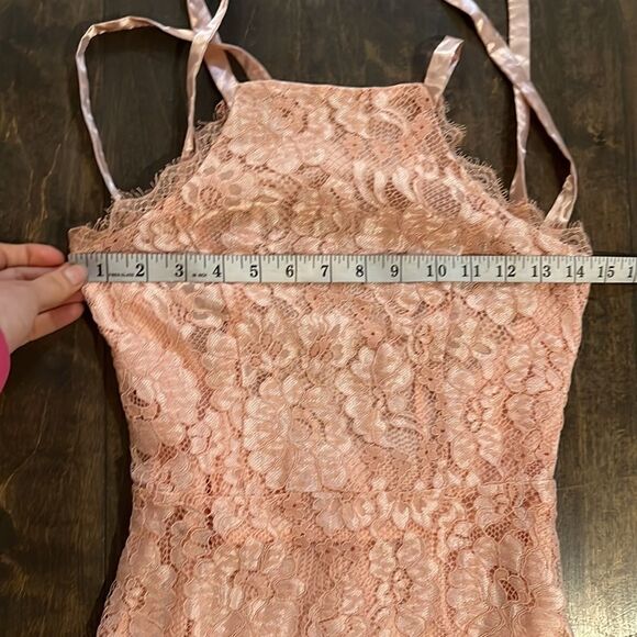 Lulus Wishful Wanderings Blush Pink Lace Bodycon Midi Dress Sz-Small - Picture 10 of 15